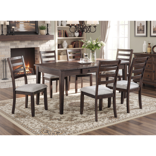 Sunvega Contemporary Rich Wood Finish Ladder-back Dining Chairs with Upholstered Seat