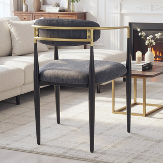 Sunvega Modern Upholstered Dining Chairs with Gold Accent Iron Frame Set of 2