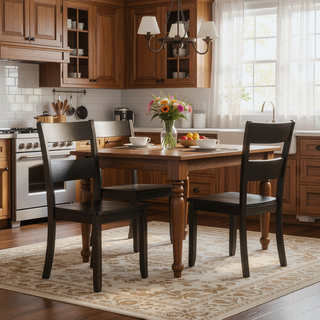 Sunvega Transitional Walnut Finish Wooden Scooped Seat Dining Chairs Set of 2