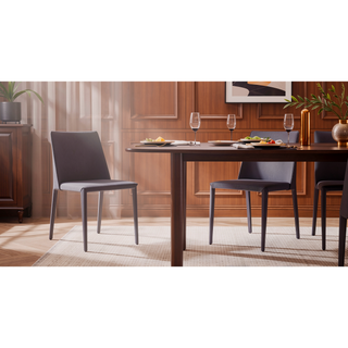 Sunvega Modern Gray Leatherette Upholstered Dining Chairs Set of 2