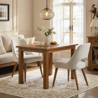 Sunvega Nola Textured Tan Upholstered Dining Chairs with Dark Brown Wood Legs Set of 2