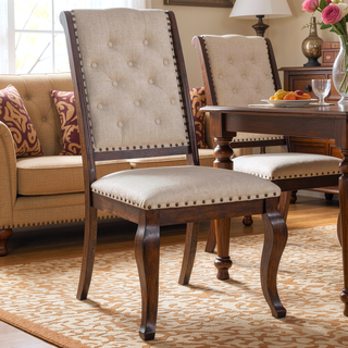 Sunvega Cream and Antique Java Upholstered Dining Chair with Tufted Back