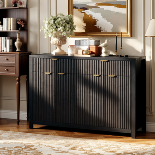 Sunvega Modern Scandinavian Buffet Cabinet with Wave Design and Adjustable Shelves