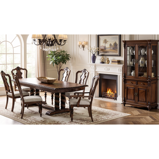 Sunvega Mahogany Finish Upholstered Seat Traditional Queen Anne Arm Chair