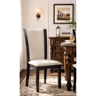 Sunvega Contemporary Dark Cherry Brown Leatherette Cushion Side Chairs Set Of 2