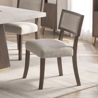 Sunvega Contemporary Dark Walnut and Light Gray Upholstered Side Chair Set of 2