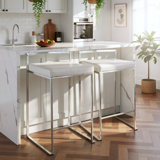 Sunvega Contemporary Stackable Counter Stools with Upholstered Padded Seats Set of 2