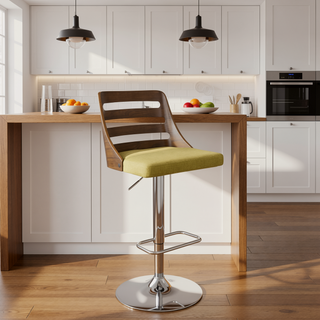 Sunvega Mid-Century Modern Adjustable Swivel Barstool with Upholstered Seat