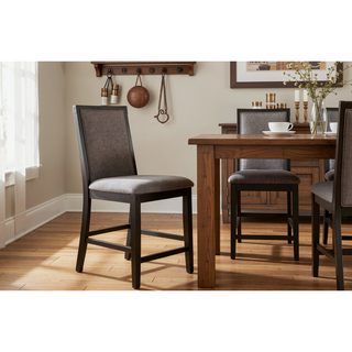 Sunvega Modern Grey Upholstered Fabric Dining Chairs Set of 2pc High Chairs