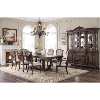 Sunvega Weathered Oak and Beige Finish Sheraton Shield Back Dining Side Chair