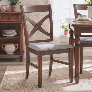 Sunvega Modern X-Back Dining Chairs with Padded Seat Cushion and Brown Finish