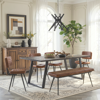 Sunvega Tufted Side Chairs with Goat Leather Upholstery and Padded Cushions