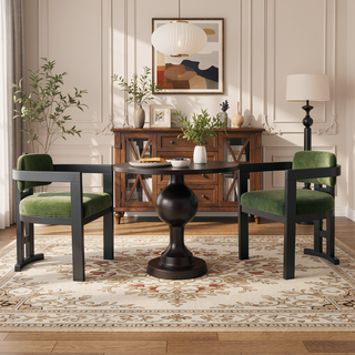 Sunvega Upholstered Rubberwood Dining Chairs with Natural-Grain Look in Yellow
