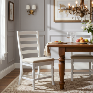 Sunvega White Finish Farmhouse Aesthetic Dining Table Seating for 6