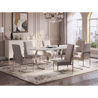 Sunvega Modern Velvet Upholstered Stainless Steel Dining Chair with Chrome Finish