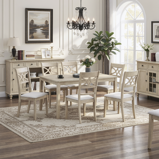 Sunvega Antique Gray Finish Rectangular Wooden Frame Contemporary Formal Dining Table