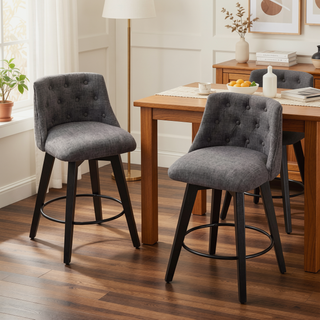 Sunvega 360° Swivel Bar Stools Set of 2 with Stain-Resistant Tufted Back