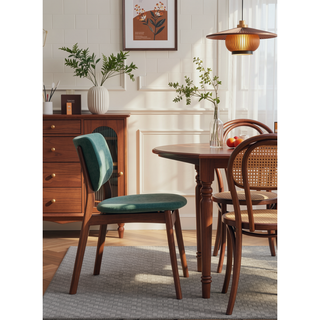 Sunvega Padded Upholstered Side Chair Set with Walnut Finish and Resistant Features