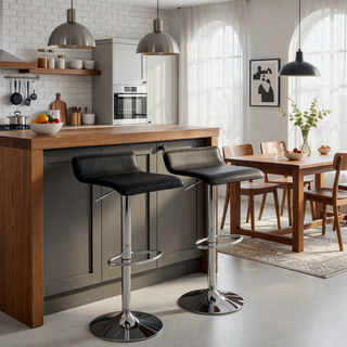 Sunvega Adjustable Swivel Bar Stool Set of 2 in Brown PU Leather