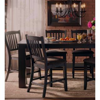 Sunvega Rustic Black Wooden High Chair with Fabric Seat 42 Inch Height