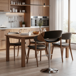 Sunvega Adjustable Swivel Bar Stool with Black Vegan Faux Leather Upholstery