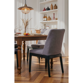 Sunvega Light Gray Linen Upholstered Armless Side Chair with Gray Oak Finish