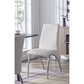 Sunvega PU Leather High Back Armless Dining Chair with Chrome Finish Metal Legs