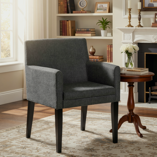 Sunvega Yorkshire Grey Upholstered Dining Arm Chair with Cushioned Arms for Dining Areas
