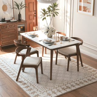 Sunvega Cream Velvet Dining Chair Set of 2 with Solid Wood Legs and Mid-Century Modern Design