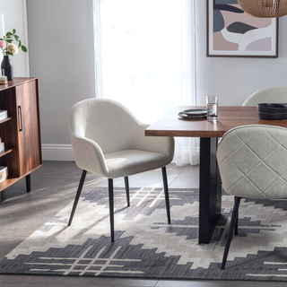 Sunvega Gresham Charcoal Upholstered Dining Arm Chair with Diamond Pattern