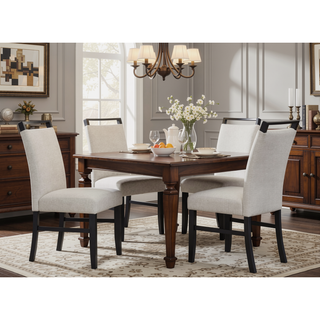 Sunvega Upholstered Dining Bench with Beige Gray Finish and Contemporary Style