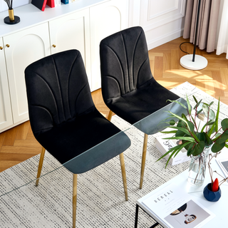 Sunvega Modern Light Luxury Dining Chair with Gold Metal Legs Ergonomic Design Set of 4