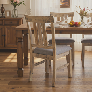 Sunvega Country-Inspired Solid Wood Dining Table with Metal Stretchers Seats 6