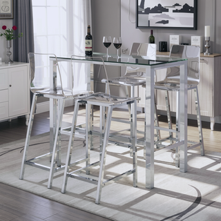 Sunvega Modern Chrome Bar Stools with Backrest and Footrest Set of 2