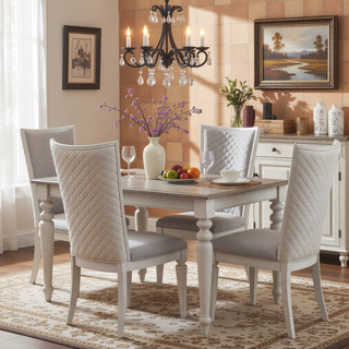 Sunvega Rustic Gray and Weathered White Finish Poplar Wood Dining Table With Leaf