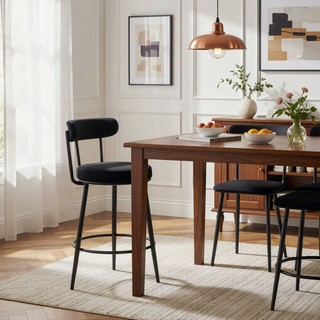Sunvega Ergonomic High Back Bar Chairs with White Fabric Cushions and 35.5 Inch Total Height
