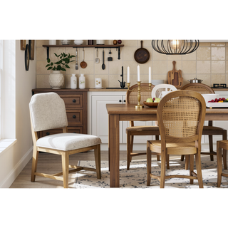 Sunvega Cashew Finish Upholstered Chair with Polyester Fabric and Web Seating