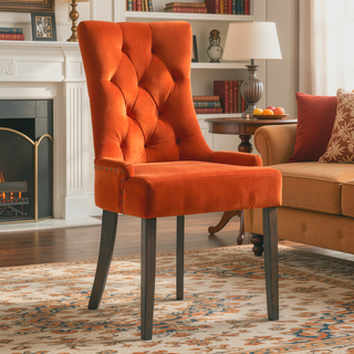 Sunvega Orange and Weathered Oak Tufted Back Side Chairs with Nailhead Trim Set of 2