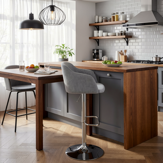 Sunvega Contemporary Adjustable Swivel Barstool with Stylish Fabric Covered Seat