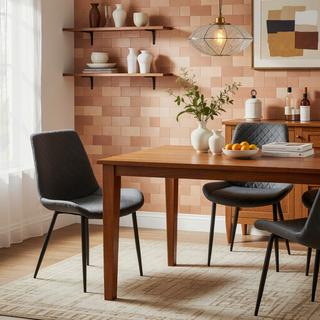 Sunvega Mid-Century Modern Leathaire Dining Chairs Set of 4 with Metal Legs