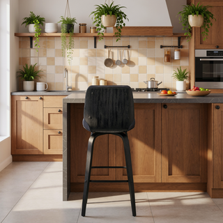 Sunvega 26 Inch Swivel Gray Faux Leather and Black Wood Bar Stool