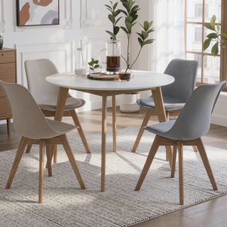 Sunvega Heat and Stress Resistant Padded Side Chairs with Angled Wooden Legs