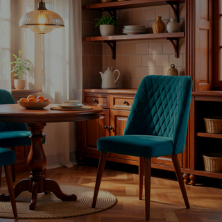 Sunvega Mid-Century Modern Velvet Dining Chair Set of 2 with Solid Wood Frame