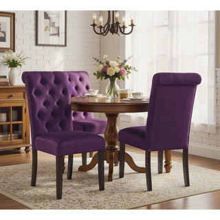 Sunvega Solid Wood Tufted Asons Dining Chairs Set of 2 with Velvety Soft Upholstery