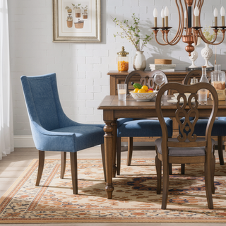 Sunvega Set of 2 Stylish Chenille Upholstered Dining Chairs with Ample Seat