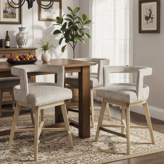 Sunvega Contemporary Swivel Counter Stool with Bronze Metal Kickplate and Wheat Finish