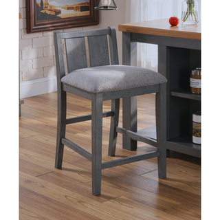 Sunvega Set of 2 Gray Upholstered Seat Counter Height Chairs with Footrest