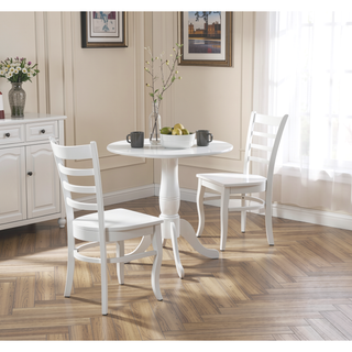 Sunvega White Finish Wooden Ladder-Back Dining Chairs Set of 2