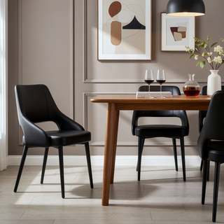 Sunvega Modern White Leatherette Upholstered Dining Chair with Steel Frame