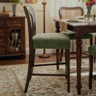 Sunvega Natural Rubberwood Counter Stool Set with Chunky Modern Design and Ergonomic Backrest